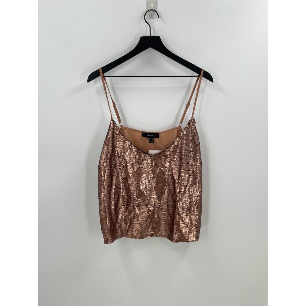 Forever 21 Rose Gold Sequin Spaghetti Strap Tank Top